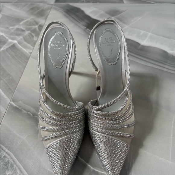 Rene Caovilla Shoes - Rene Caovilla Silver Crystal-Embellished Slingback Pumps